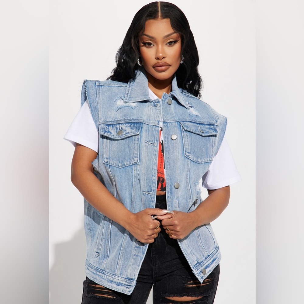 denim oversized vest